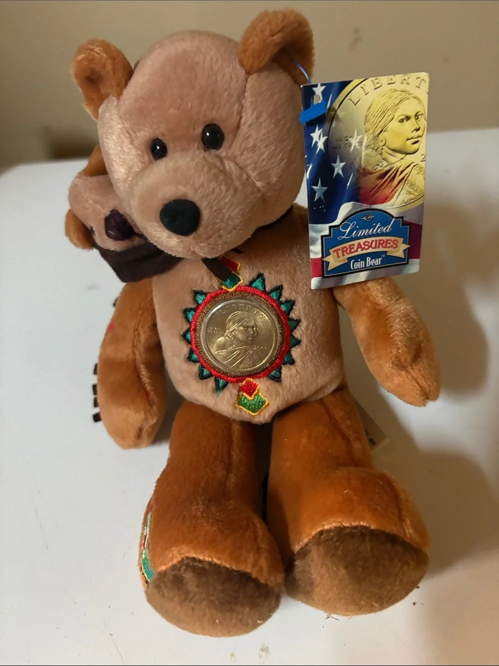 Brown Coin Bear Plush Toy - Collectible Kids Plush